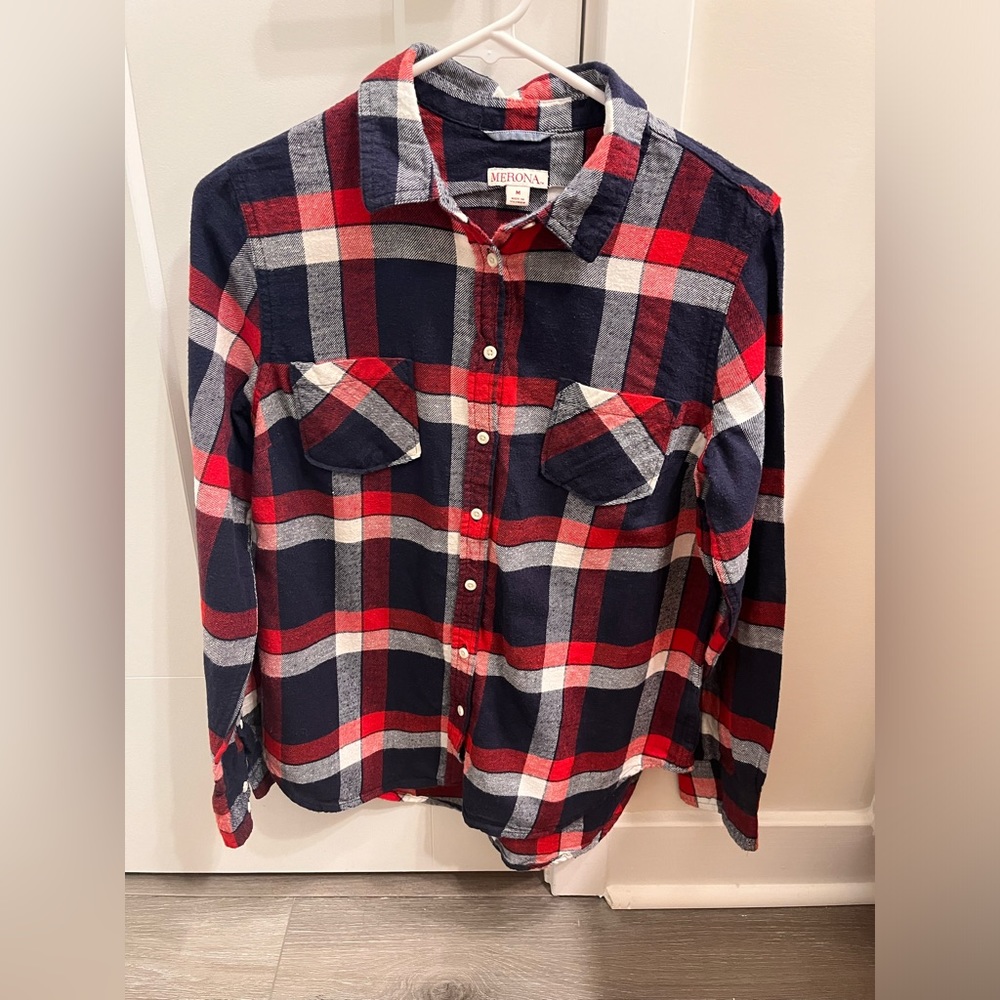 Red/blue plaid Merona button up Size medium